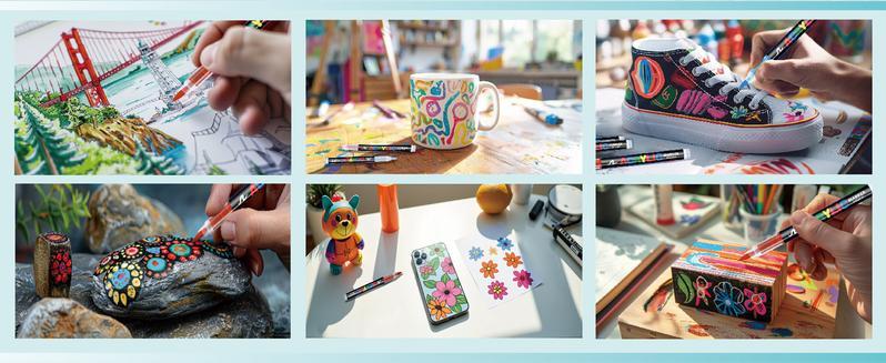 Acrylic Paint Marker - 36 Color pc Marker Pen Set, Artist Fine and Brush Tip Marker for Kids Adult Coloring Books Note Taking, Card Writing, Ston Graffiti, DIY Crafts, Drawing Art Supplies Kit and School Essential, exquisite Gift, Professional Art Pen Set