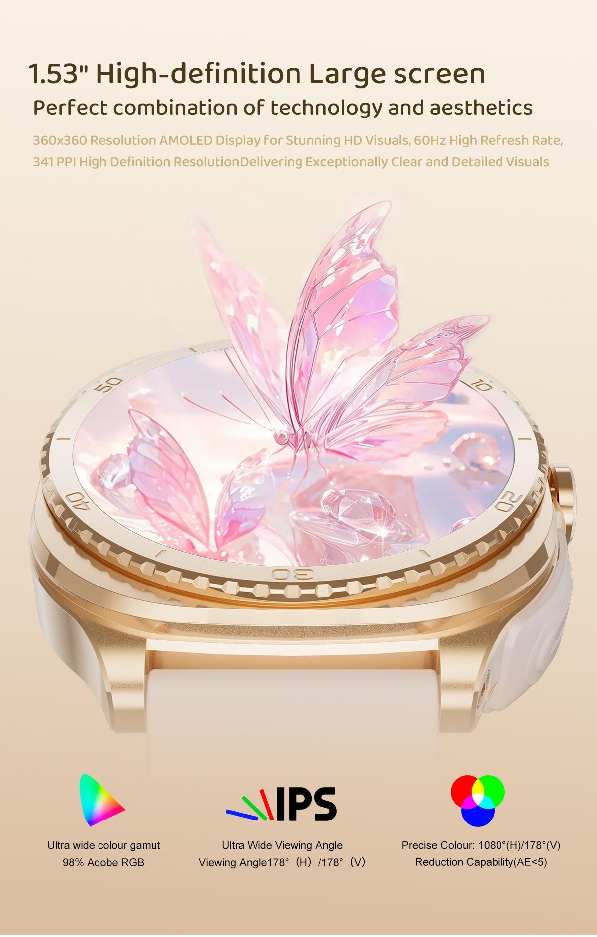 Women Smart Watch with Bluetooth Earbuds Wireless Fitness Tracker Heart Rate Monitor Music Playback Phone Calls for iOS Android