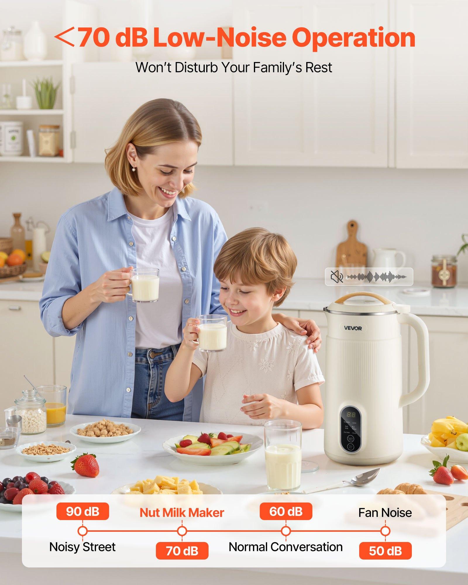 【Summerfinds】VEVOR 6-in-1 Nut Milk Maker, 20 oz Soy Milk Maker Machine with 6 Blades, for Homemade Oat, Nut, Soy, Juice, Plant-Based and Non Dairy Beverages with High-Temp Self-Cleaning, Boil Water, 12-Hour Delay