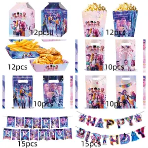 Teen Idol Theme Party Gift Bag Set, Birthday Party Snack Box, Popcorn Box, Fries Box, Handbag, Banner Decoration, Complete Supplies