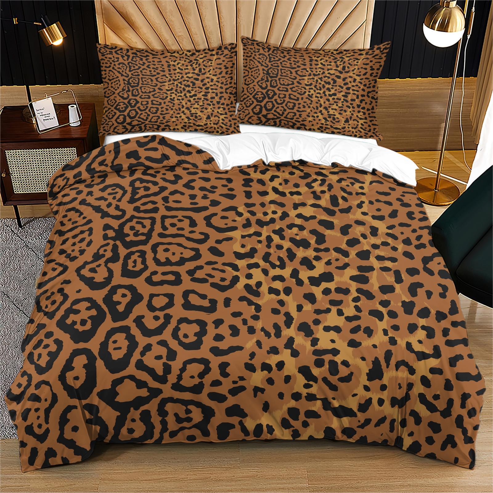Classic Leopard Print Boho Chic Duvet Cover Set, 2/3 Pcs Light Luxury Vintage Bedding Set for Bedroom, Guest House, Hotel & Dorm, Perfect Housewarming/Birthday/Christmas Gift (No Comforter)