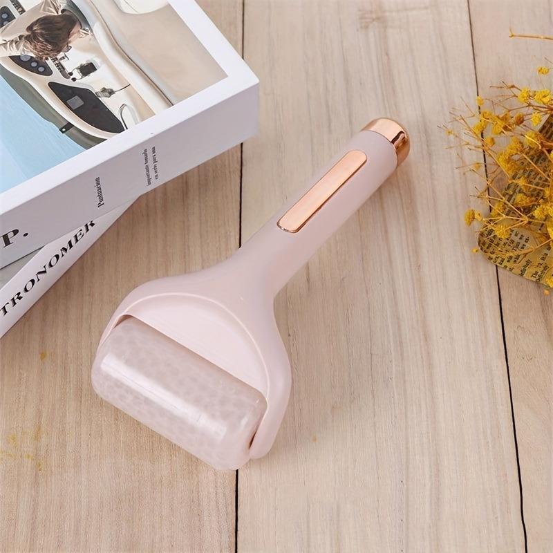 1pc Facial Ice Roller, Cold Compress, Massage Treatment, Auxiliary Beauty Roller - Cooling Pink ABS Handheld Massager for Firming and Surface Cleansing - Reduces The Signs of Aging, Facial Care Tool