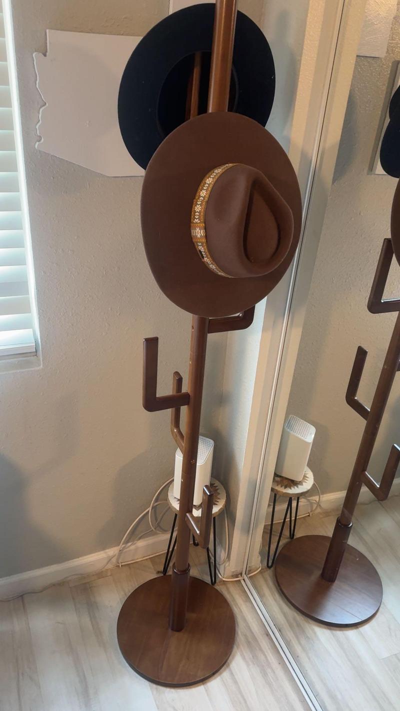 【Summer】Solid Wood Cactus Coat Rack Freestanding, Adjustable Height Wooden Coat Rack Stand with 6 Hooks, Unique Design Coat Tree for Entryway, Bedroom,Coats,Bags