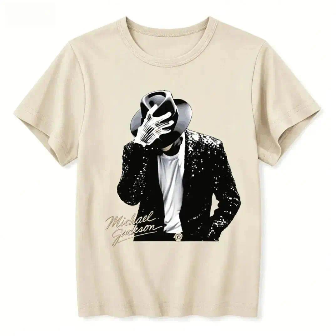 Kids Michael Jackson Print Compression Top - Pure Cotton, Breathable, Loose Fit Sports Tee for Boys & Girls, Soft Casual Outdoor Workout/Summer Daily Gift (Sports & Outdoor Clothing), Michael Print
