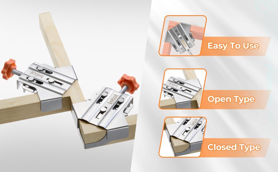 Imbot Right Angle Clamp Adjustable Clamping Thickness for Woodworking - Rust-Resistant Clamps | Flexible Fixing | Time-Saving Precision Alignment Tools for DIY & Carpentry
