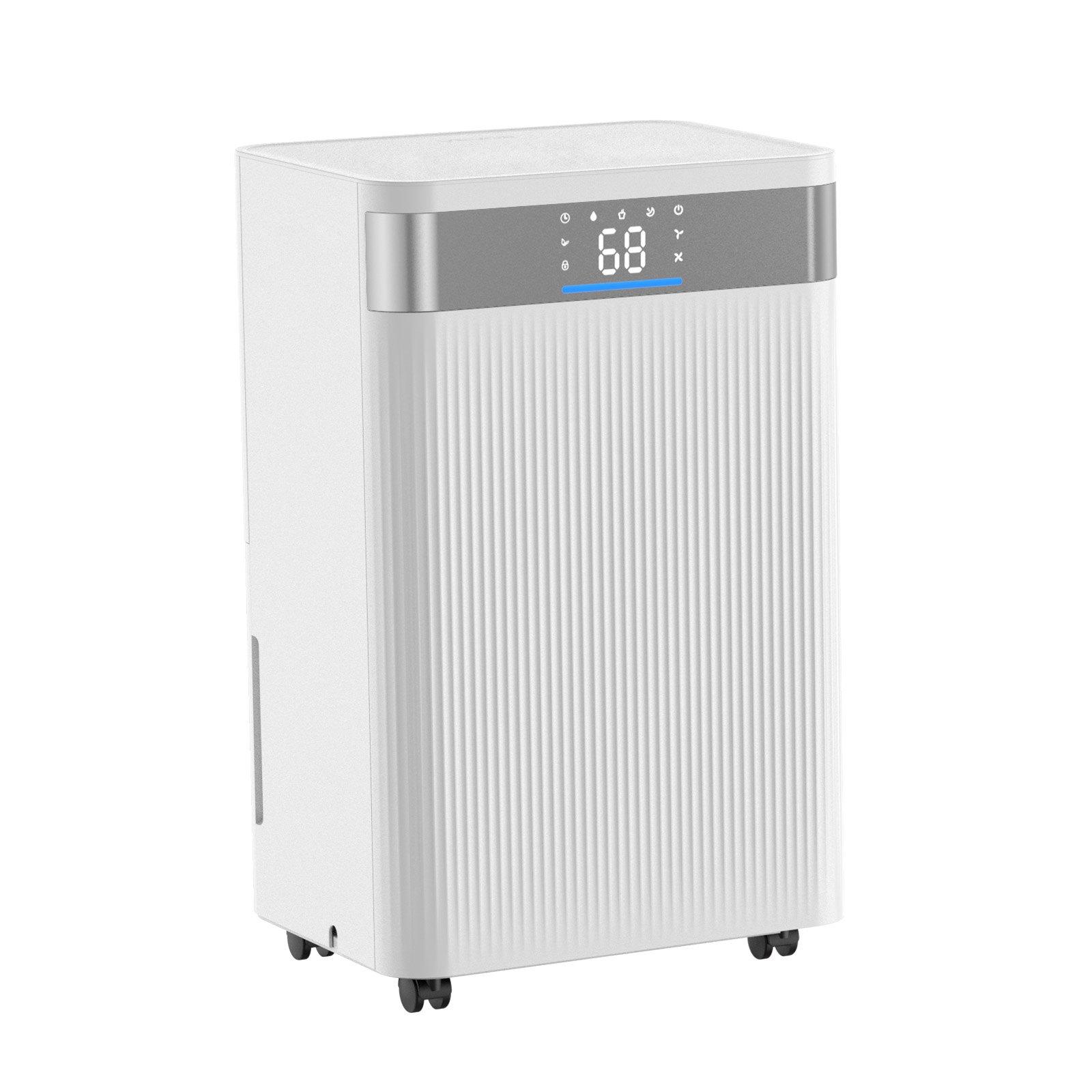 VEVOR 35 Pints Dehumidifier for Home Basement, Drain Hose for Commercial Industrial Use, Smart Humidity Control, Low Noise for Large Rooms, Warehouses, Bedrooms Storage, Large Coverage, White