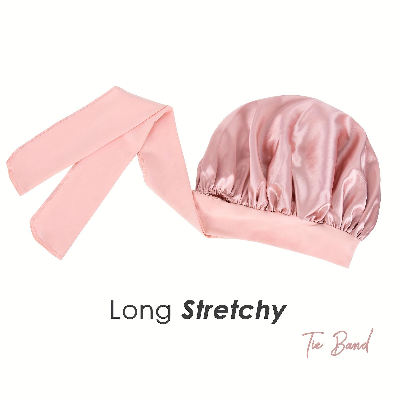 Double Layer Satin Bonnet Silk Like Texture for Sleeping Sleep Cap Hat Hair Bonnets with Elastic Tie Band for Curly Hair Nightcap Gifts for Women