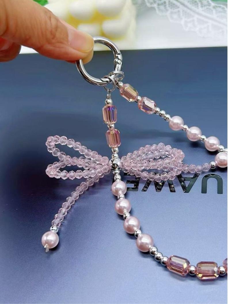 Women's Luxury Crystal Beaded Smartphone Strap - Multi-Functional Card-Ready Mobile Accessory with Tether Tab, Hands-Free Wristlet, Keychain & Protection Feature, Shiny, Accessories, Installation, Metal, Lobster Clasp, Charm, Lanyard, Custom Tether Tab, D