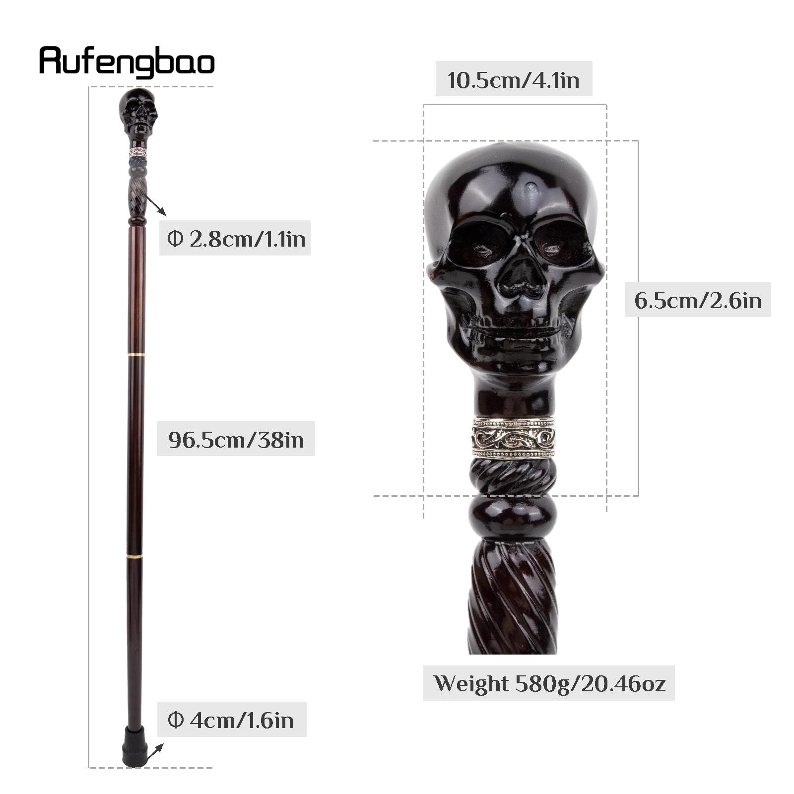 Black Creative Devil Skull Wooden Fashion Walking Stick Decorative Cospaly Wood Walking Cane Halloween Party Event Props Party Photo Prop Mace Wand Crosier 93cm