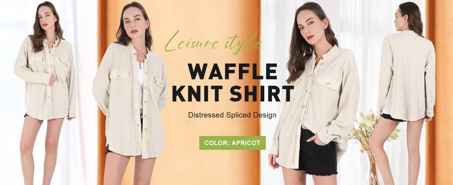 CHOUYATOU Women's Loose Fit Batwing Sleeve Waffle Knit Button Down Shacket Top - Women's Clothes, Outfits Suit for Casual Chic Office Wear in Spring Fall Winter, Tops For Women,back to school,back to school shopping CHOUYATOU Women's Loose Fit Batwing Sleeve Waffle Knit Button Down Shacket Top - Women's Clothes, Outfits Suit for Casual Chic Office Wear in Spring Fall Winter, Tops For Women,back to school,back to school shopping