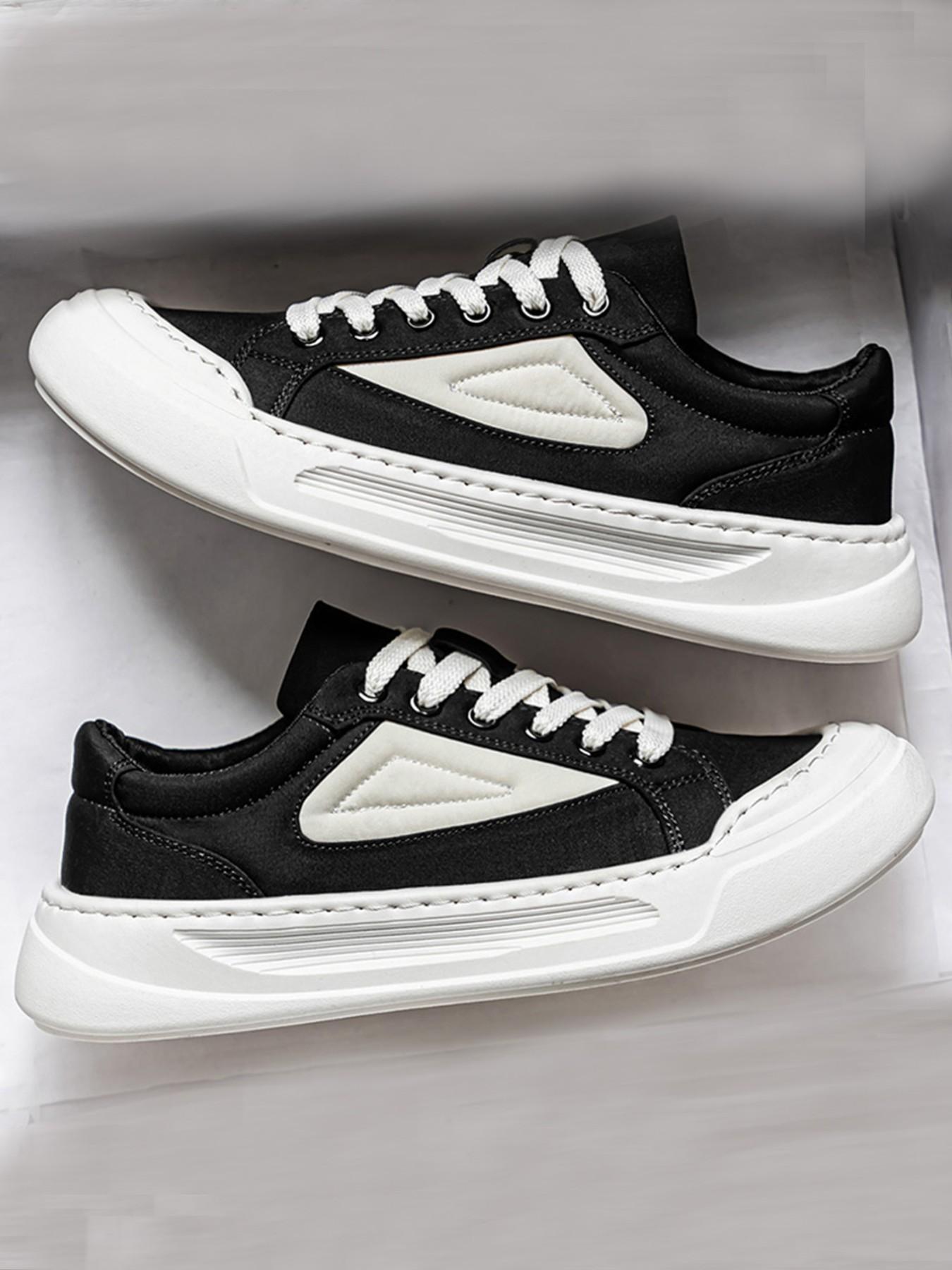 Men's Patchwork Thick Sole Board Shoes, Soft Bottom Breathable Casual Canvas Shoes, Versatile Height-Increasing Sneakers