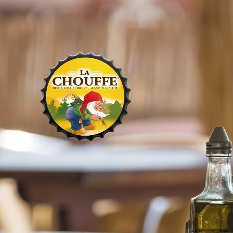 Vintage Beer Bottle Cap Metal Wall Art - 13.8" Round Tin Sign with Black Frame, Perfect for Bar, Pub, or Cafe Decor, Perfect for Room Decor