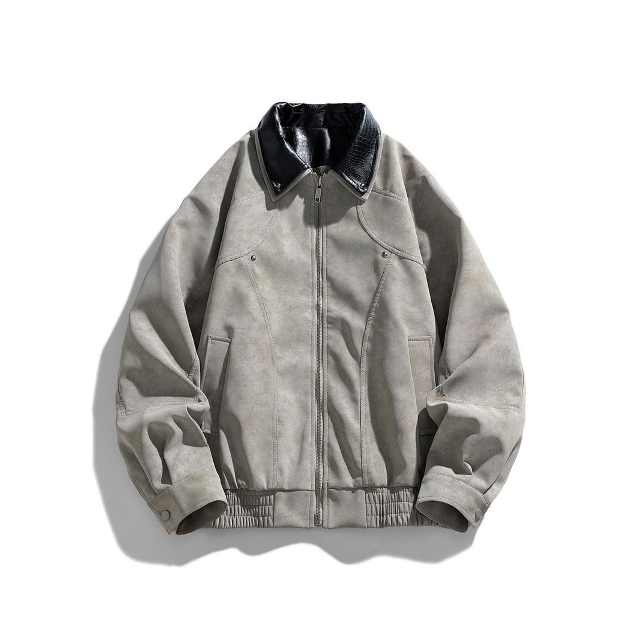 Men's Solid Color Motorcycle Jacket, Regular Fit Casual Comfy Long Sleeve Baseball Collar Outerwear for Daily Wear, Men's Clothing for Fall & Winter, Coats