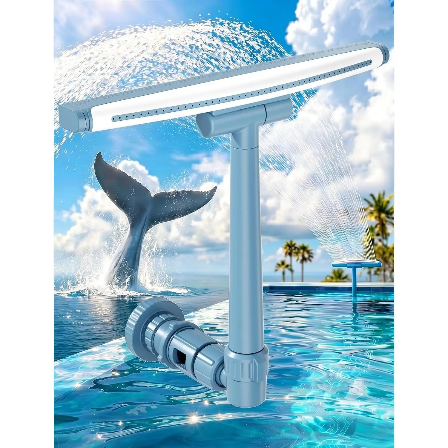 2026 Upgrade Patented Pool Fountain for Above Ground and Inground Pools, Adjustable Sprinkler with Wide Width Spray, Cooling Waterfall Swimming Pool Accessories
