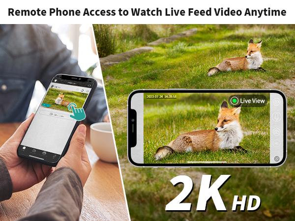 4G LTE Solar Game Camera – 2K Live Video, No Power Cord Required,WiFi Not Supported,Remote APPControlled, WaterProof, Motion Activated, NightVision, 4G Data Cellular Card Included (Data refill is required for 4G data usage)