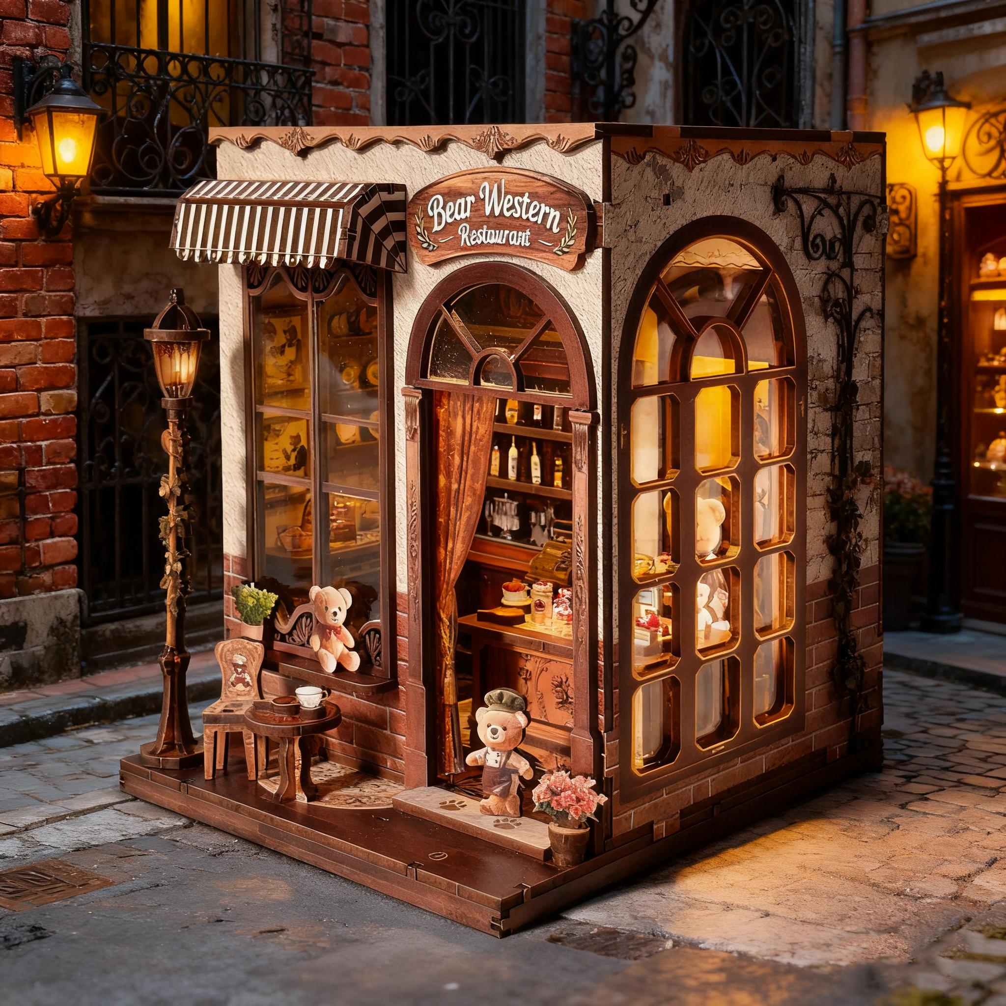 DIY House 3D Bookshelf Decoration Set, Handmade Model Kit, Perfect Gift for Birthdays & Holidays, No Batteries Required