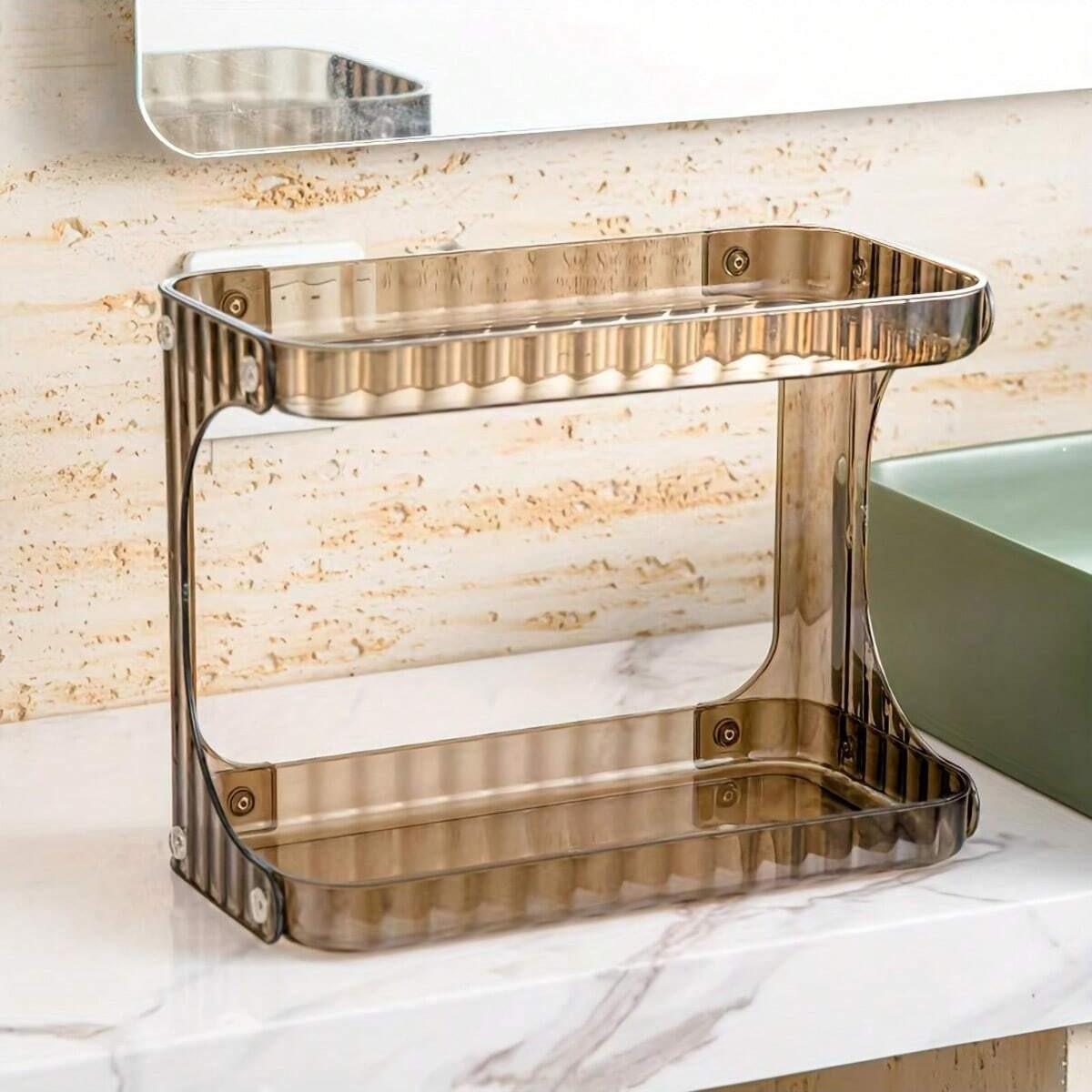 Tabletop Cosmetic Storage Box, Desktop Bathroom Skincare Organizer Rack, Space-Saving Makeup Container, Ideal for Home Organization