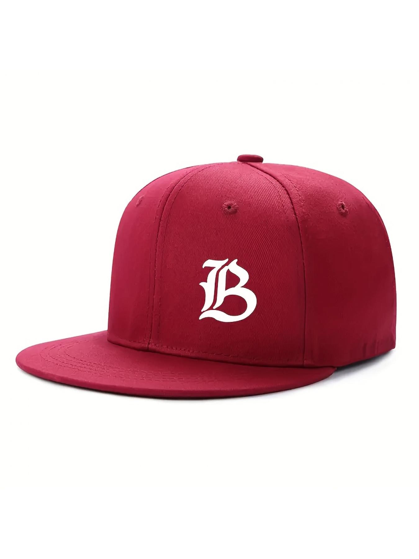 Woven Fabric.Urban Streetwear Baseball Cap for Men & Women - Flat-Brimmed Sun Hat with Bold 'B' Logo