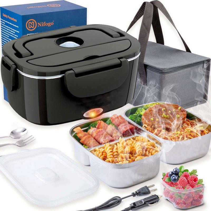 Nifogo Electric Lunch Box Food Heater for Adults,  Plug-in Heating Lunch Box,Heated Lunch Box12V/24V/110V Portable Food Warmerfor Car