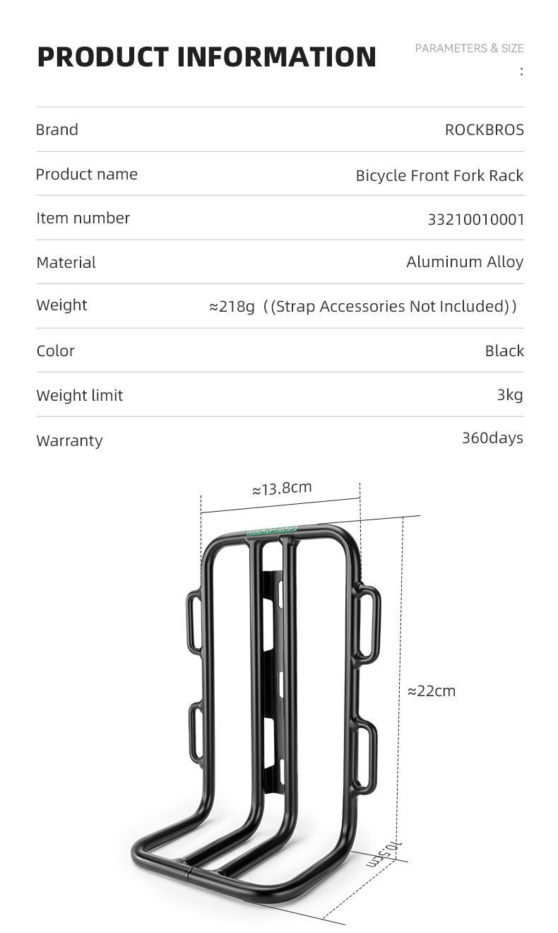 ROCKBROS Bicycle Front Rack MTB Road Bike Cargo Carrier Gravel Luggage Shelf