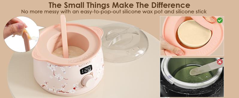 KOTAMU Waxing Kit for Women & Men, Wax Warmer for Hair Removal, Digital Wax Kit with Silicone Waxing Pot，Ideal for Face Eyebrow Arm Legs Armpit &Sensitive Skin, Purple Wax Machine With 44 Accessories