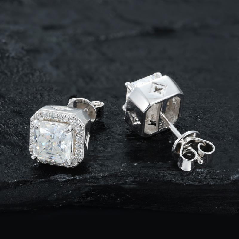 【#E544】Three Sizes Iced Out Stud Earrings UCCIYO Synthetic Moissanite Earrings For Women 925 Sterling Silver Stud Earring Men Hip Hop Jewelry Couple Gift