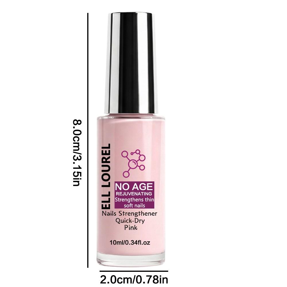 ELL LOUREL Rejuvenating Pink Nail Strengthener, 10ml Quick-Dry Tinted Nail Hardener & Anti-Aging Nail Treatment, Infused with Rejuvenating Formula to Strengthen Thin, Soft & Brittle Nails, Revitalizes Damaged Nails, Natural Pink High Gloss,Salon Quality
