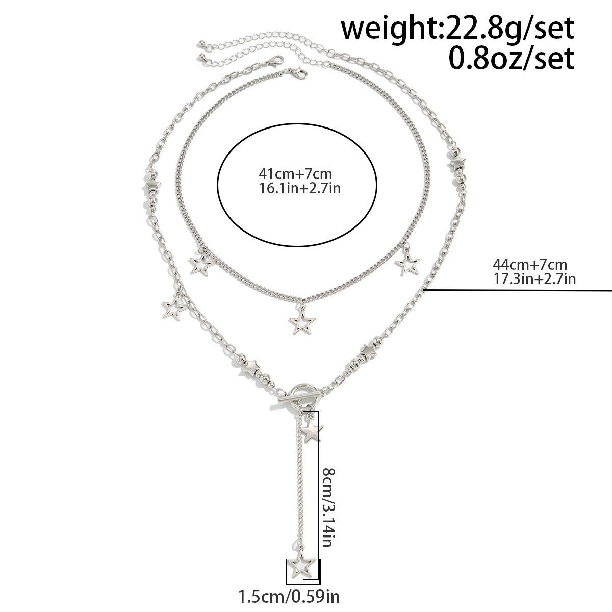 Multi-piece Hip Hop Star Pendant Necklace Set - Edgy Spicy Girl Style with Round Ball Metal Bead Chains, Fashion Chain Decorated Streetwear Jewelry for Nightclubs, Casual Daily Wear, Beaded Chains, Metal Beads