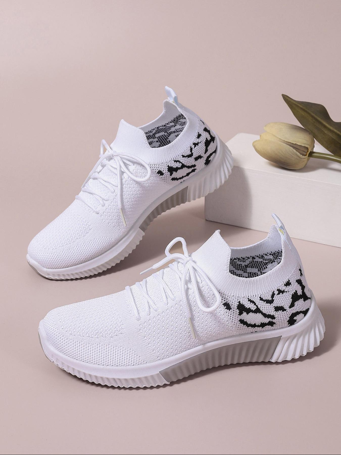 Women's Fashion Leopard Print Lace Up Low Top Sneakers, Casual Comfortable Breathable Sports Running Shoes, All-match Basic Shoes for Daily Wear