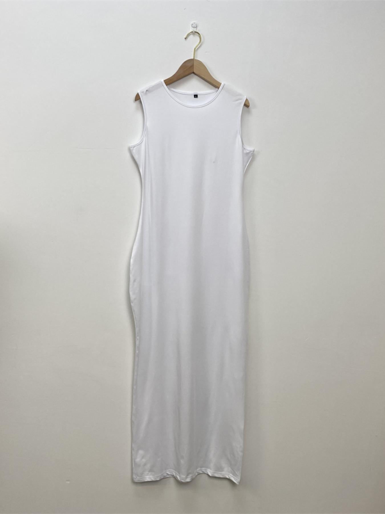 Muslim Sleepwear XS-XL 1pcs inner Women's Long Plain Sleeveless Underdress, Dubai Luxury Islamic Kaftan Pajama, All-Season Sexy Sleepwear