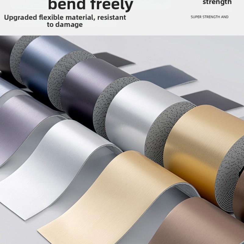 2 Rolls Self-Adhesive Baseboard Trim, Waterproof Moisture-Resistant No Drill Wall Corner Strip, Anti-Mold Floor Line Wallpaper for Kitchen Bathroom Living Room