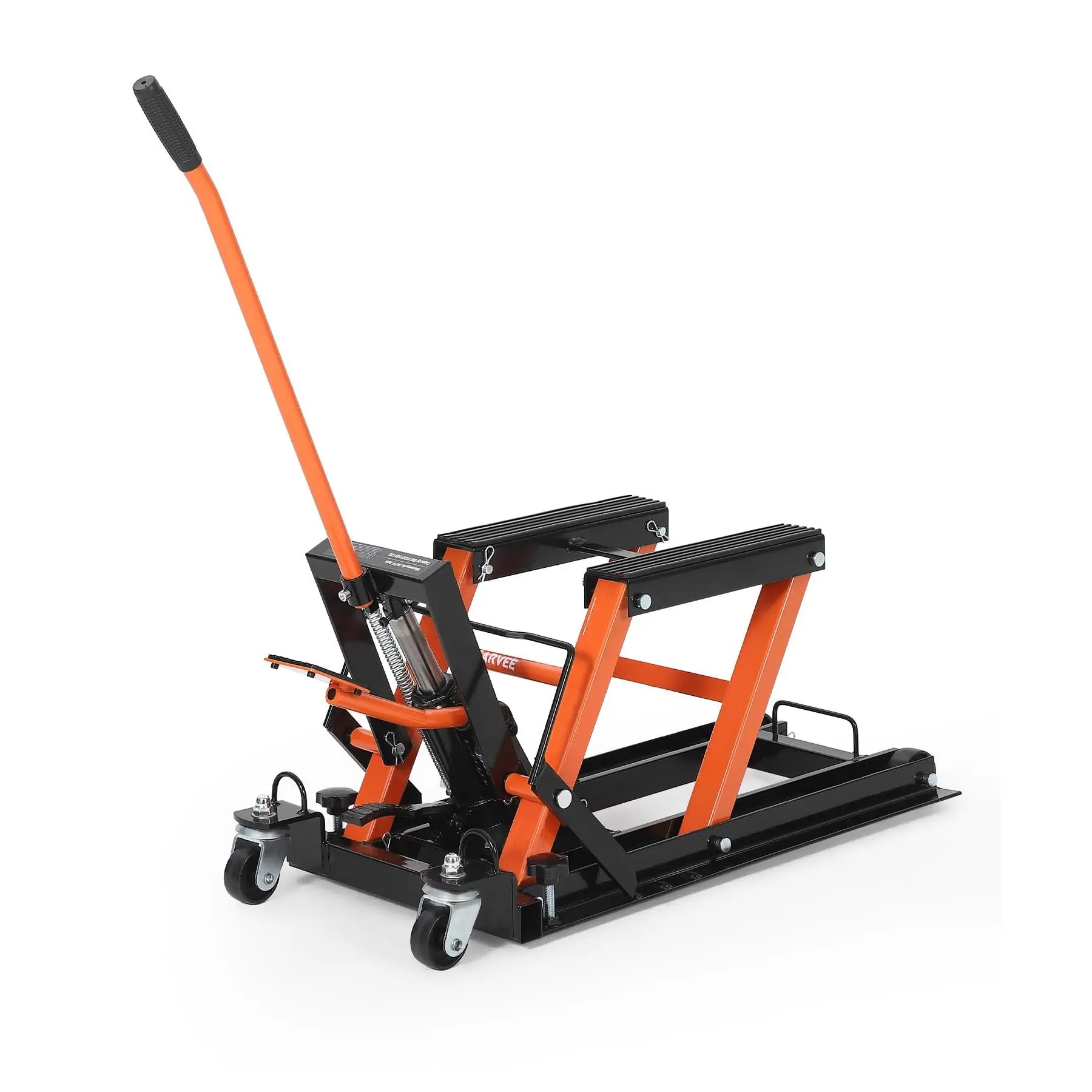 Garvee 1500 lb Hydraulic Motorcycle Lift Jack Scissor Stand - Foot Pedal Operated - Adjustable Height 4.5-15.3 in - for Motorcycle/ATV/UTV/Dirt Bike - Orange