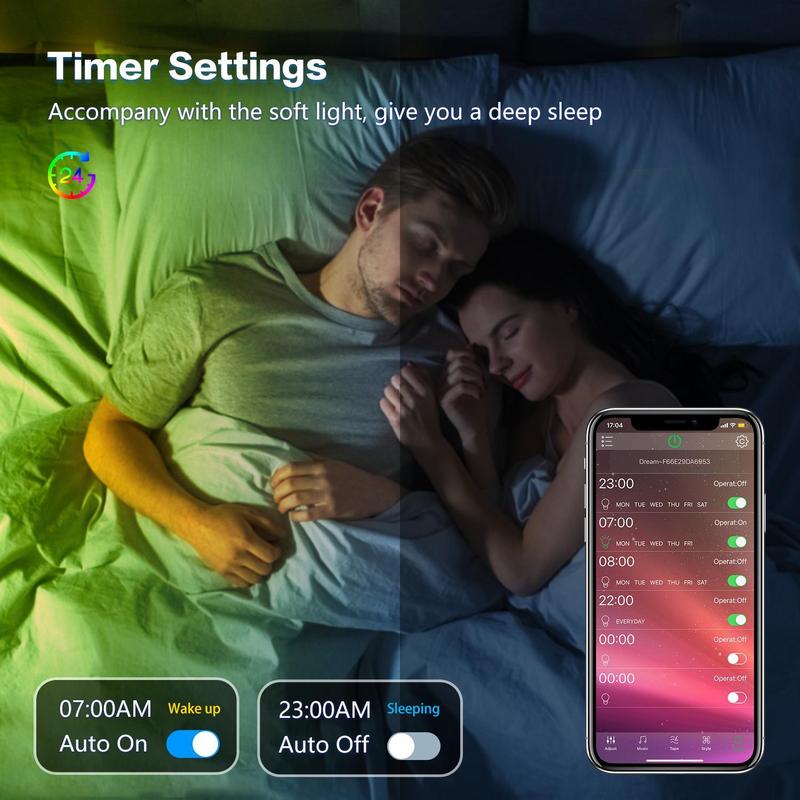 WEDEESUN LED Light Strip 100FT Smart APP Control & Remote Music Sync Mic Mode Dimmable Timing RGB Lights for Bedroom Living Room Decoration