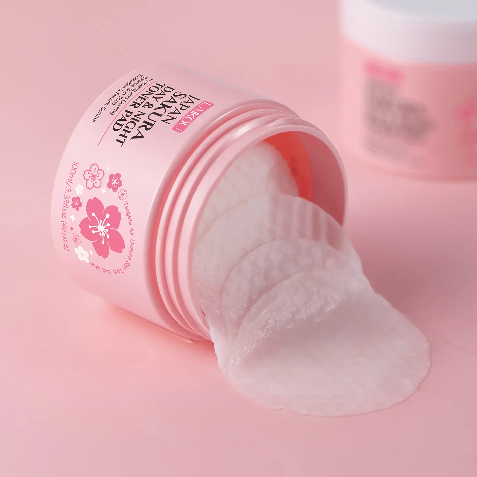 Cherry Blossom Day Night Toner Pads 100ML/40 Pads, Cleansing Makeup Remover, Moisturizing, Gentle Skin Care, Ideal for Daily Use