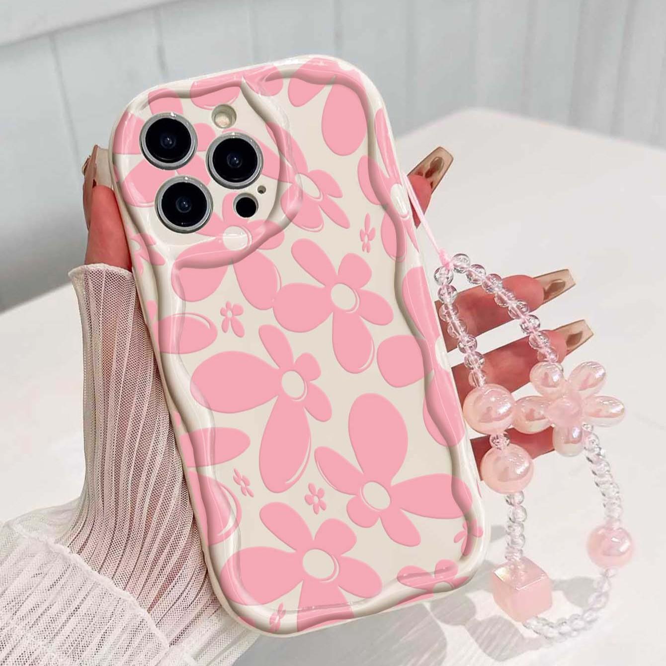 Flower Pattern Tpu Phone Case, Shockproof Wave Edge, Compatible with Apple iPhone 17 Pro Max, 16, 15, 14, 13, 12 Pro Max, XR, XS