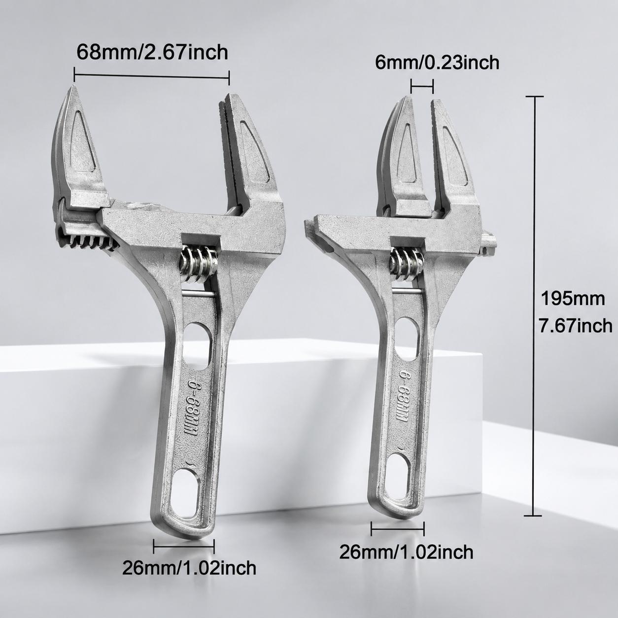 Adjustable Open-End Pipe Wrench, Multifunction Aluminum Repair Tool, Short Handle Ergonomic Anti-Slip Universal Wrench, Bathroom Pipe Nut Fastening, Car Radiator Repair & Pipe Installation Kit, Portable Multi-Size Home Wrench