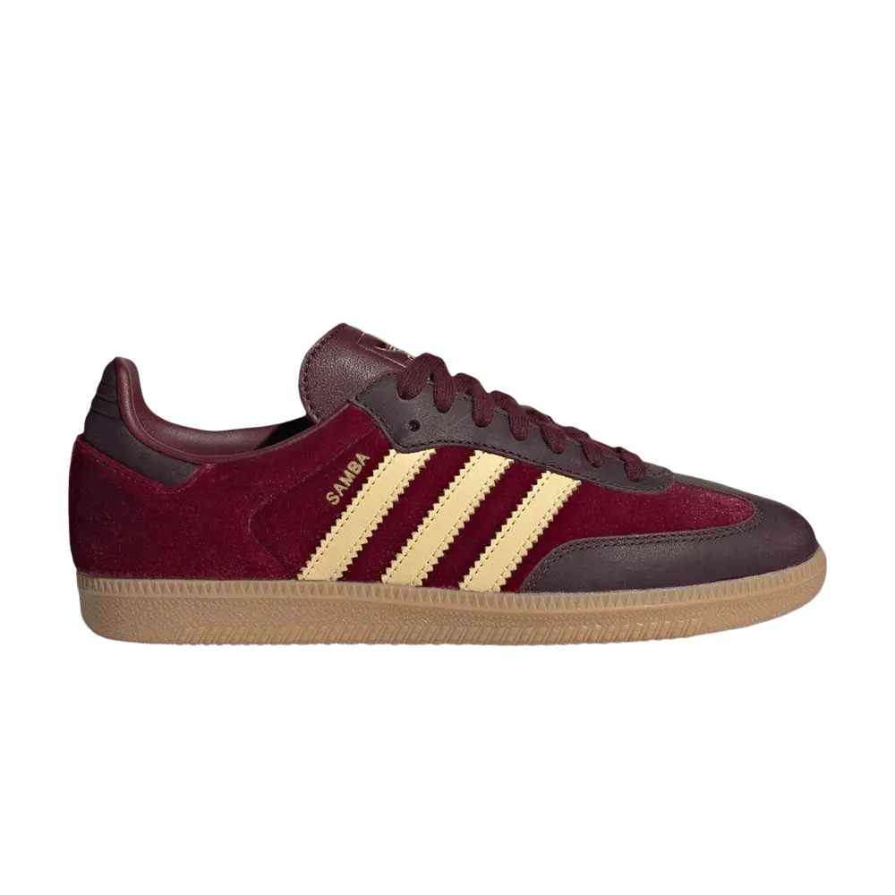 adidas Womens Samba OG 'Shadow Red Velvet' (women's sizes) Shadow Red/Maroon/Gum sneakers JS1394