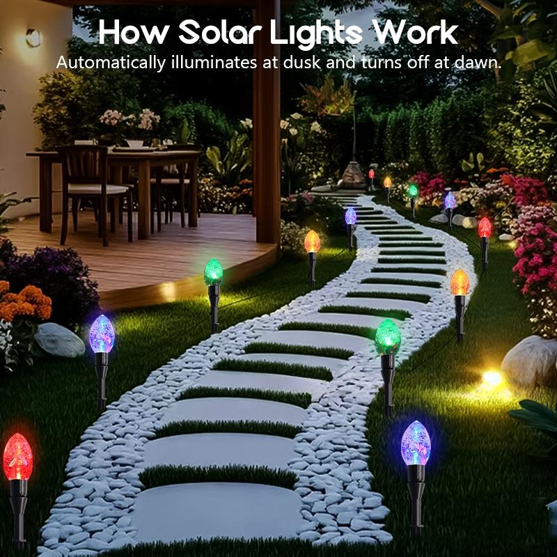 Solar Outdoor Decorative Lawn Lights, 1 Set of 10 LED Multi-Color Ip54, Holiday Decoration, Halloween, Christmas, Valentine's Day, Garden Party, Outdoor Landscape Lighting
