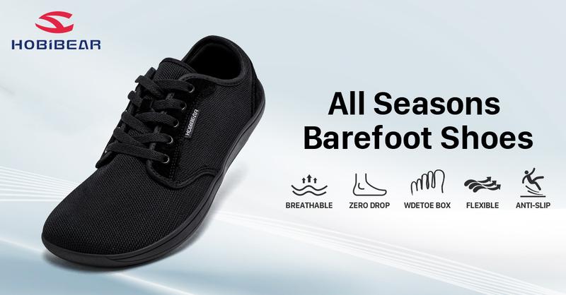 HOBIBEAR Wide Minimalist Barefoot Shoes for Men & Women - Zero Drop Sole, Optimal Relaxation, Breathable Knitted Upper, Wear-Resistant Rubber Sole, Versatile for Running, Walking, Hiking, Yoga, Gym, Weightlifting, Water Sports - Outdoorfun