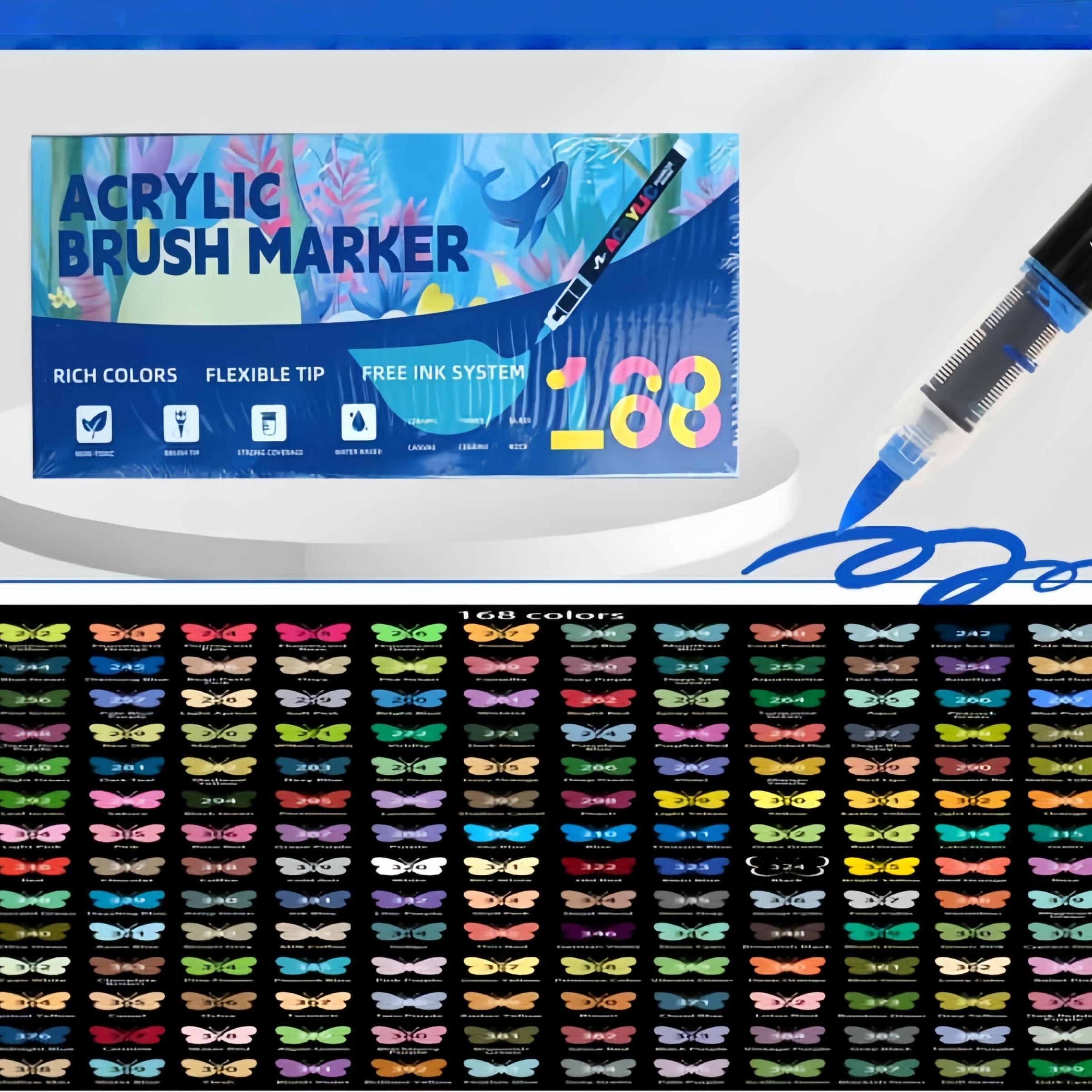 Liquid Soft Tip Acrylic Drawing Markers, 12 Colors/36 Colors/168 Colors Large Capacity, Stackable Ink Control Pens, Ideal for Art Enthusiasts and Painting