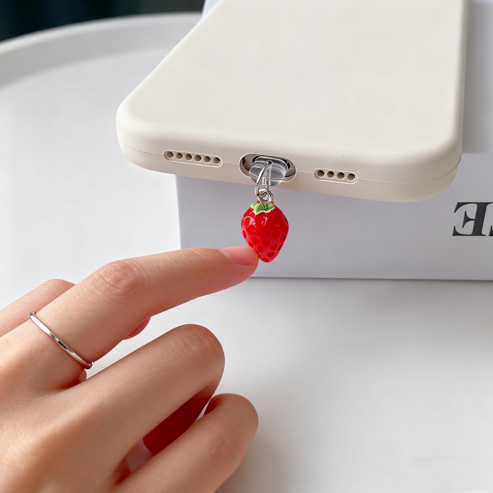 Cute Strawberry Dust Plug, Decorative Anti-Dust Cover Accessory for Electronics, Small Size, Easy to Use, Perfect Gift Idea