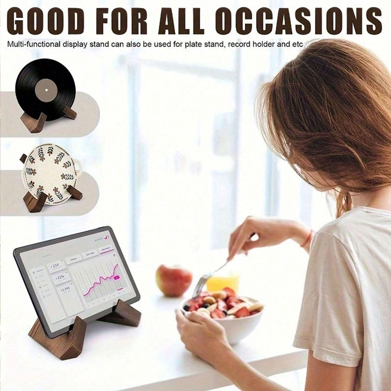 Kitchen Recipe Book Stand, Wooden Recipe Display Rack, Farmhouse Style Hand-Free Reading Recipe Holder, Rustic Cooking Recipe Shelf