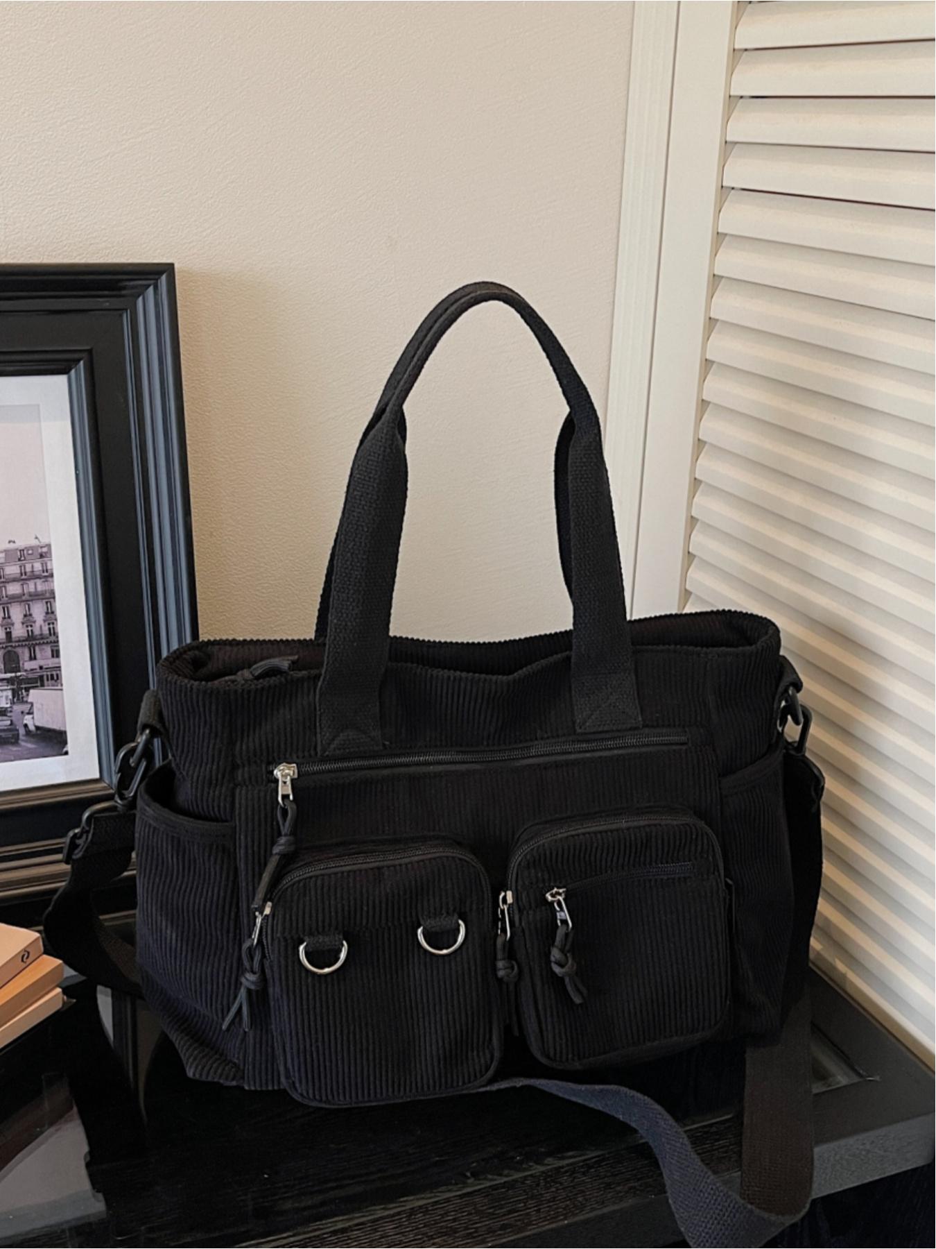 Corduroy multi-pocket large-capacity tote bag, Commuter Tote Bag, casual and versatile, suitable for shopping, school, work, commuting, and everyday accessories Corduroy multi-pocket large-capacity tote bag, Commuter Tote Bag, casual and versatile, suitable for shopping, school, work, commuting, and everyday accessories