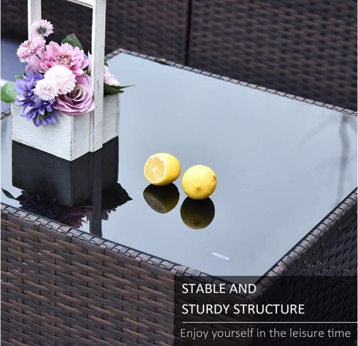 [3 packages delivery]  Kullavik Modern Outdoor Wicker Sofa Set PE Rattan Sectional 7 Pieces Patio Furniture - Brown All-Weather Conversation Set for Porch, Pool Deck, Garden Lounge