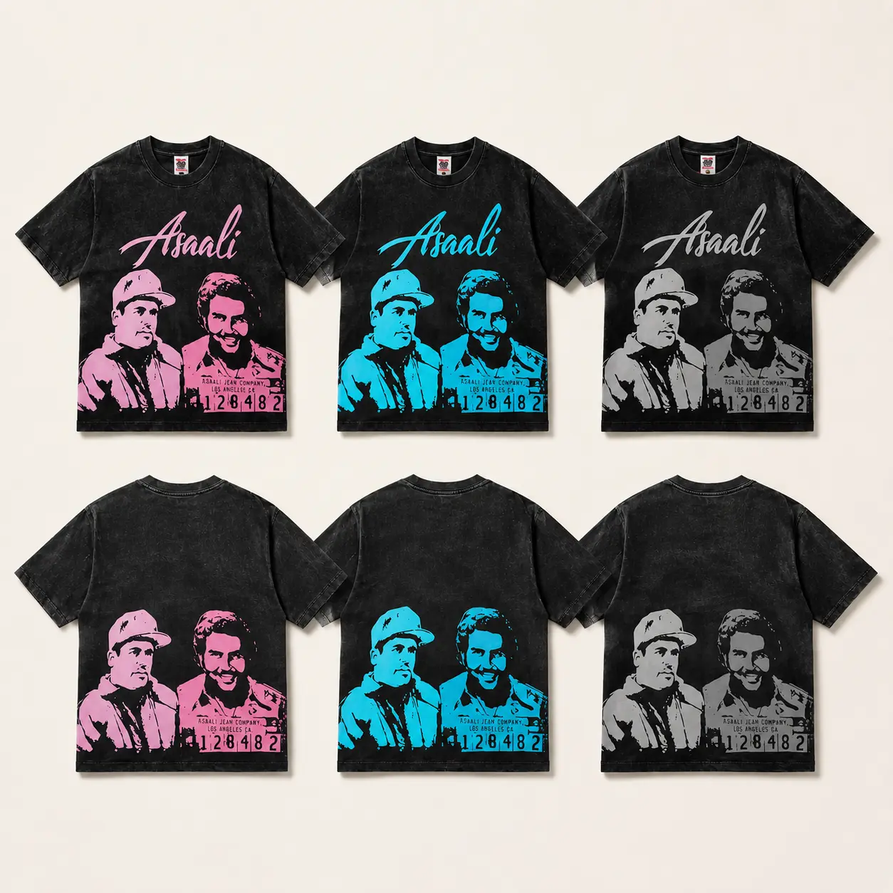 ASAALI Graphic T Shirt Men Women, Vintage Portrait Print Oversized Tee, Y2K Streetwear Hip Hop Shirt, Retro Pop Art Letter Print Casual Cotton T Shirt, Unisex Urban Fashion Short Sleeve Tee