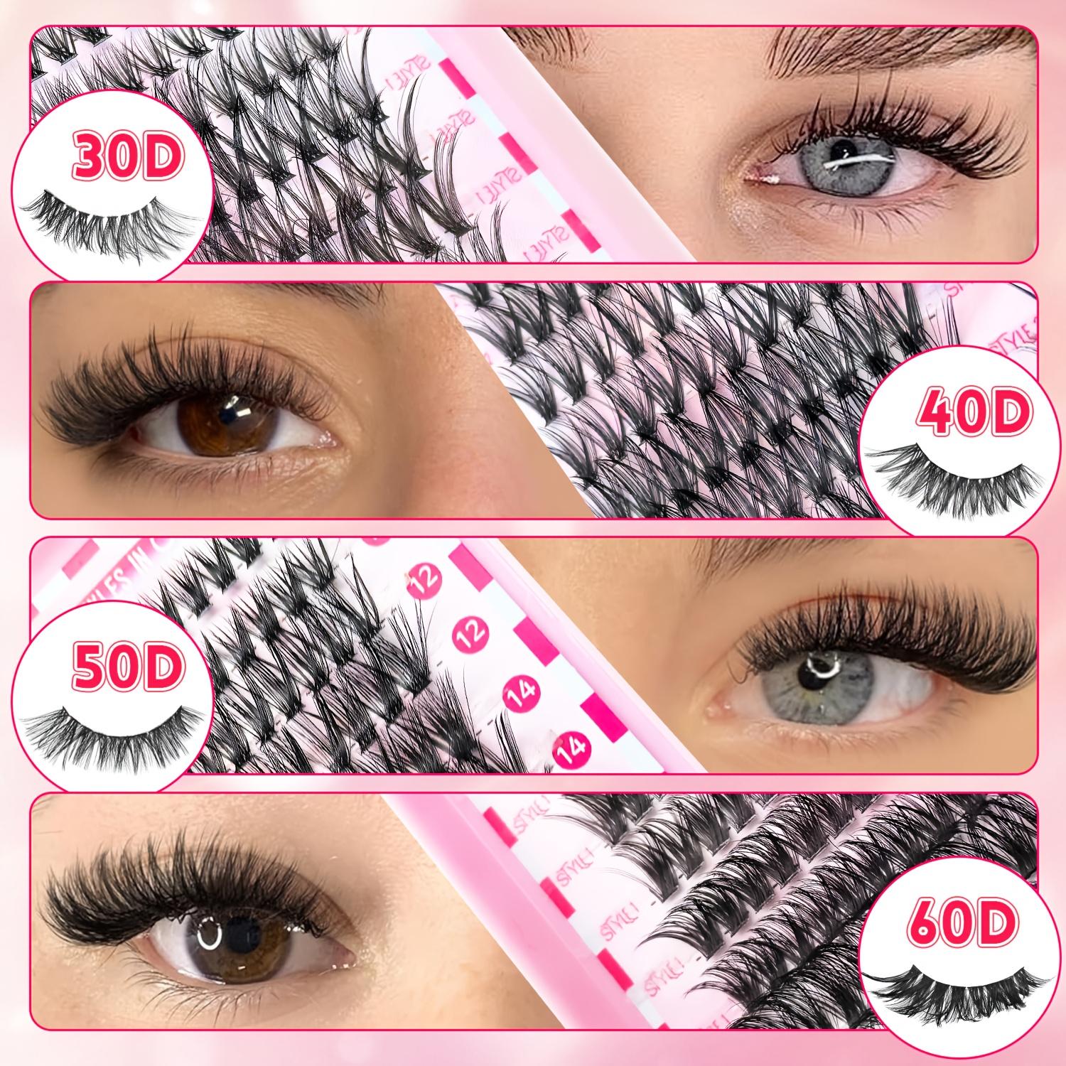 12 Kinds of Eyelash Cluster Kits, Mega/Ultra/Dramatic/Volume/Full/Spikes/ Bottom Lashes Clusters Kit Waterproof Lash with You Need for Beginners & Proficient, Dlyat Home Easily, Soft Comfortable Easy Apply Natural Look for Makeup Daily