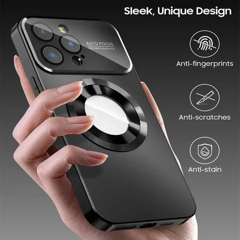 2026 New Titanium Metallic Matte Case For iPhone 17 Air 16 15 14 13 12 11 Pro Max Plus For Magsafe Lens Camera Protection Cover Cellphone Protective