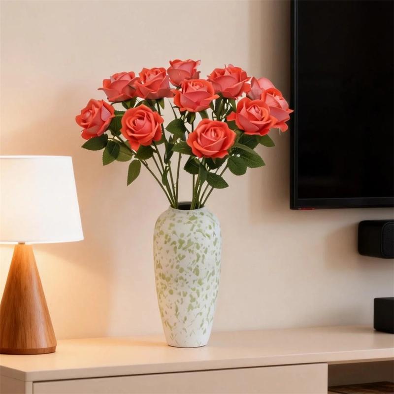 12pcs Artificial Rose Flowers, Wedding Decoration, Living Room Arrangement, Christmas Valentine's Day Birthday Party Decorations
