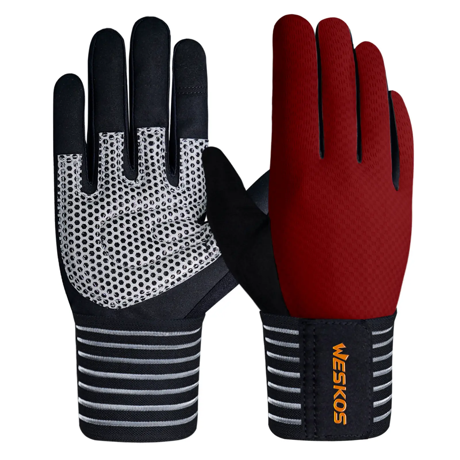 New Full-Finger Fitness Gloves with Breathable Support Wristbands, Durable for Weightlifting, Barbell, Gym & Cross-Training