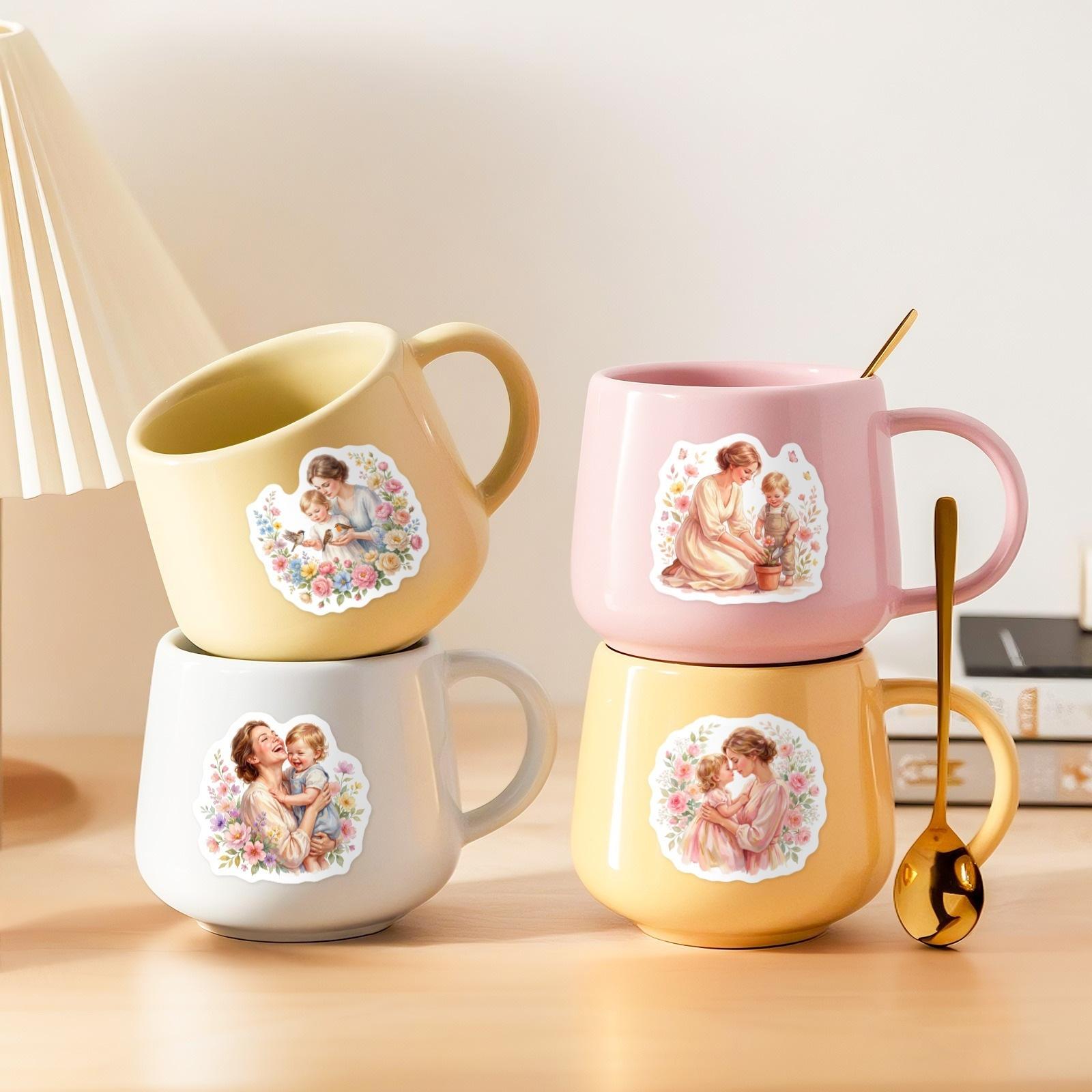 New watercolor Mother's Day floral stickers with motherly love theme, 50 sheets Ins-style gift packaging decoration stickers